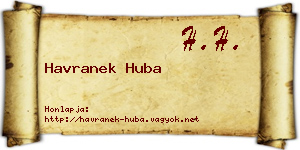 Havranek Huba névjegykártya
